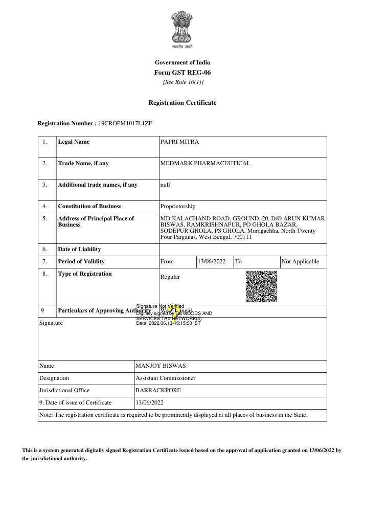 Registration Certificate